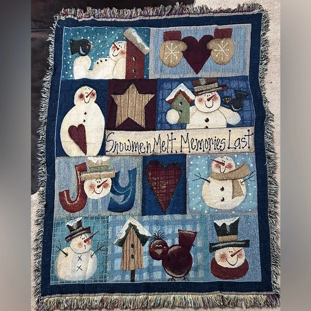 Snowmen Holiday Tapestry Throw Blanket